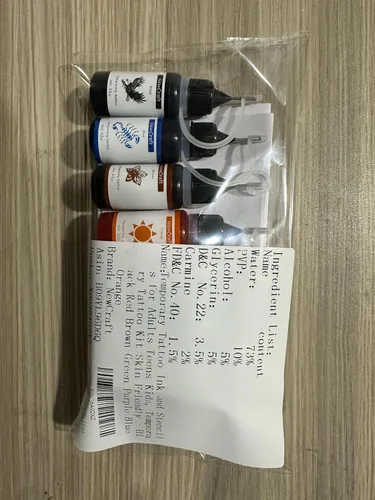 Miniatura 8 de Tinta de tatuaje temporal y plantillas para adultos, adolescentes y niños, kit de tatuaje temporal agradable a la piel, negro, rojo, marrón, verde