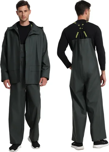 Miniatura 6 de Men's Workwear PRO Rain Suit - Waterproof Jacket and Bib Pants 3-piece Set for Ultimate Safety and Comfort