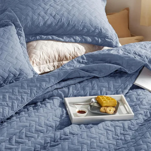 Miniatura 2 de Bedsure - Juego de edredón tamaño Queen - Edredones ligeros tamaño Queen con patrón de trenzado, juego de ropa de cama suave, juego de edredón
