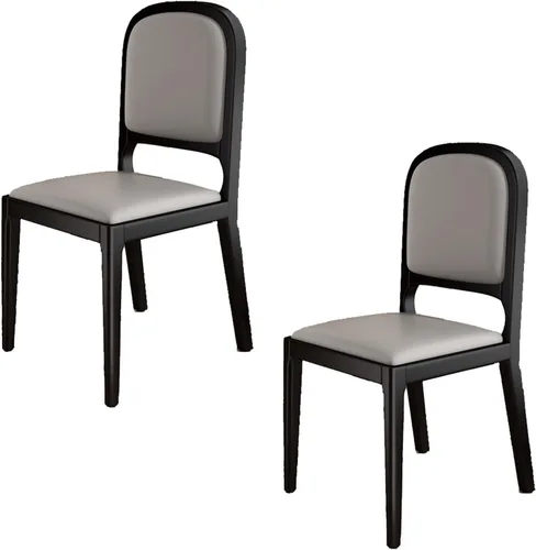Miniatura 24 de Leather Seat Dining Room Chair with Back, Wooden Dining Chairs Set Kitchen Chair, Dining Room Chairs Armless Seat for Kitchen Living Room Black+khaki