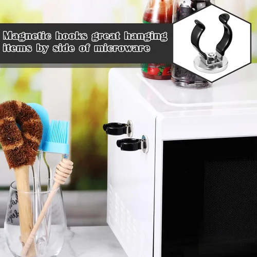 Miniatura 7 de LEIFIDE Gancho magnético de base redonda con clip de acero, placa cromada, soporte magnético para herramientas, soporte resistente para colgar