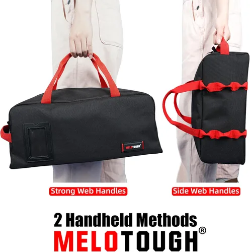 Miniatura 4 de MELOTOUGH Bolsa de herramientas de lona para almacenamiento de herramientas, incluye 1 bolsa de herramientas mediana y 1 grande para electricista