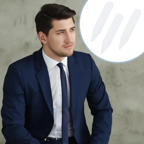 Miniatura 4 de Bremorou 100 piezas de estancias de cuello para camisas de vestir para hombre, inserciones de cuello de camisa de vestir, collares de plástico
