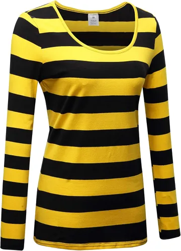 Miniatura 3 de OThread & Co. Camiseta de manga larga a rayas con cuello redondo para mujer