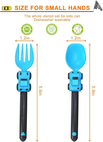 Miniatura 5 de Deinyi Utensilios de Construcción para Niños Pequeños - Tenedores y Cucharas para Niños Pequeños - Utensilios de Camión de Construcción para Niños