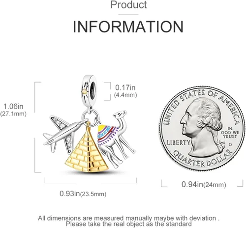 Miniatura 192 de MULA - Dijes de plata de ley 925 para pulseras y collares, colgantes de letras para la familia, cuentas de viaje en avión, dijes de árbol