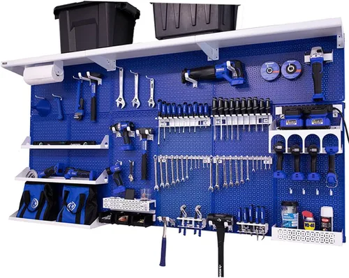 Miniatura 6 de OmniWall Weekend Warrior XL - Sistema de organización de pared de metal (negro/azul)