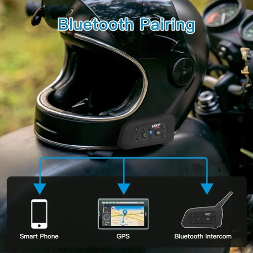 Miniatura 6 de EJEAS V6 Pro - Casco de motocicleta con intercomunicador Bluetooth de 3,937.0 ft para 2 personas Full Dúplex inalámbrico para conectar hasta 6
