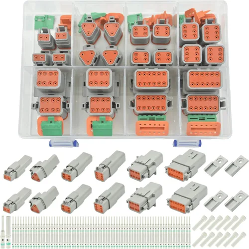 Kit de 205 piezas de conectores Deutsch, conectores DT de 2, 3, 4, 6, 8 y 12 pines, conectores eléctricos impermeables IP67 con 70 pares de
