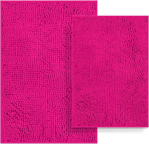 Miniatura 21 de Juego de 2 alfombras de baño antideslizantes para baños, juego de alfombras de felpilla gruesa y suave, alfombras de baño ultra absorbentes