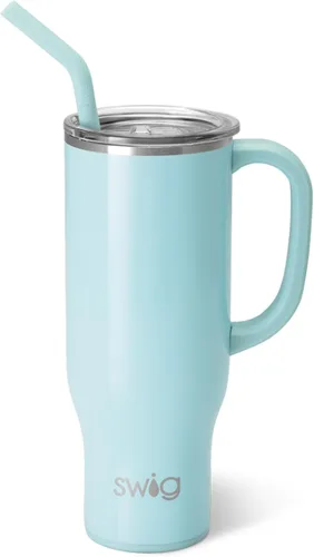 Miniatura 12 de Swig Life Mega Taza de 30 oz, Vaso de 30 oz con Asa y Pajita, Compatible con Portavasos, Apto para Lavavajillas, Vaso Aislado Extra Grande, Botella