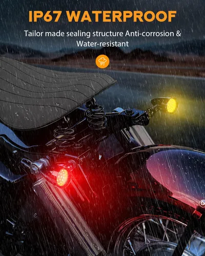 Miniatura 3 de PBYMT Luz trasera para motocicleta, 24 LED, luz trasera ámbar roja, luz trasera SMD para motocicleta, indicador intermitente compatible con Honda