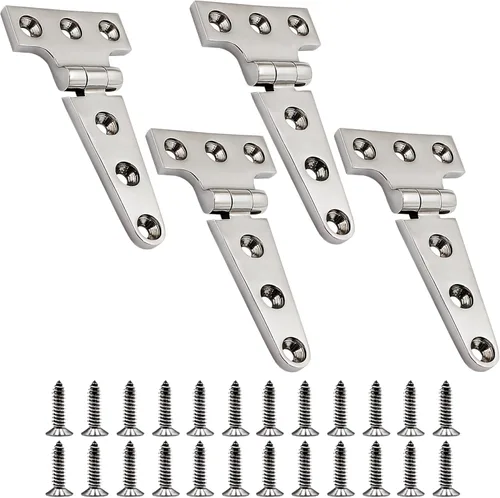 Miniatura 9 de Bisagras en T de Acero Inoxidable 316 de Grado Marino de 4 Pulgadas x 2 Pulgadas Bisagra Pesada para Escotilla de Barco (100 mm x 54 mm) Paquete