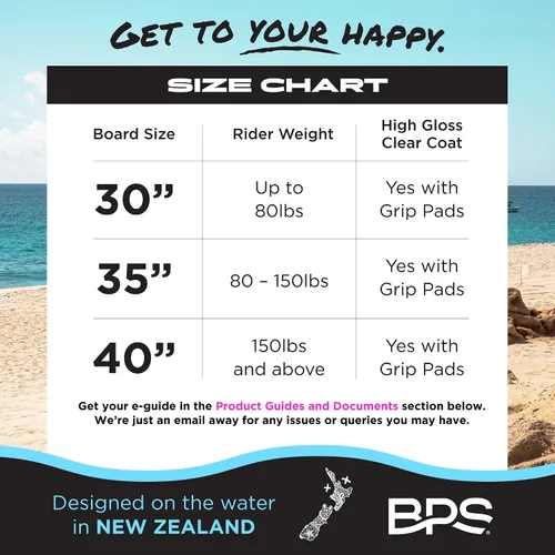 Miniatura 2 de BPS Skimboard 'Shaka' de Nueva Zelanda con almohadillas de agarre EVA de colores y capa transparente de alto brillo tablas de madera para aventuras