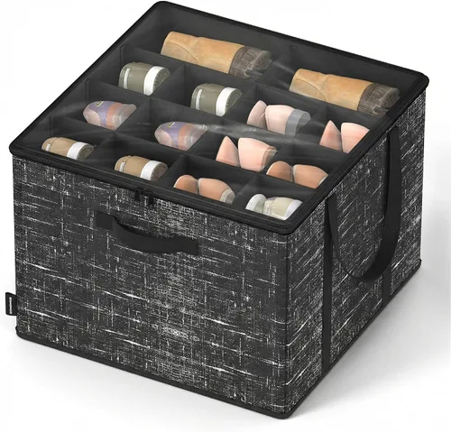 Miniatura 9 de SONGMICS Organizador de zapatos para armario, caja organizadora de zapatos de tela con divisores ajustables, compartimentos de almacenamiento