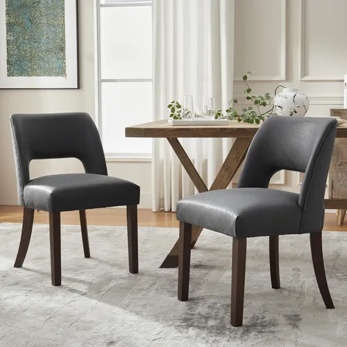 Miniatura 23 de VKNOW Juego de 2 sillas de comedor modernas, tapizadas de piel sintética, sillas de comedor, sillas de cocina, sillas de cena de granja para cocina