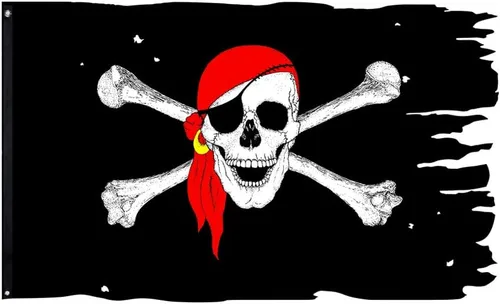 Bufanda roja con diseño de calavera y huesos, bandera Jolly Roger de 3 x 4.8 pies, bandera pirata cruzada espeluznante