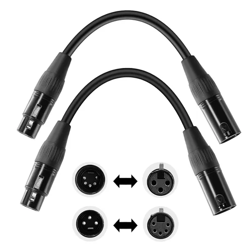 Miniatura 5 de Paquete de 2 cables adaptadores XLR profesionales de 3 pines macho a DMX de 5 pines hembra de 12 pulgadas para control de iluminación, micrófonos