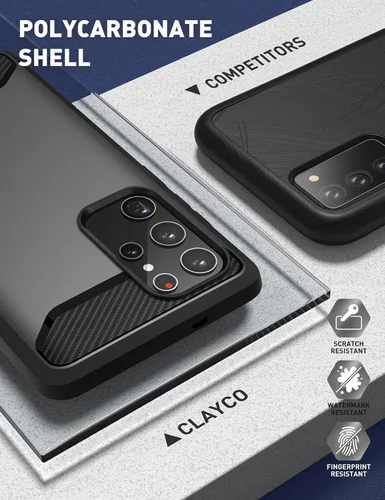Miniatura 4 de Clayco Xenon Series - Funda para Samsung Galaxy S22 Ultra (6.8 pulgadas) 5G 360 grados, funda protectora robusta con protector de pantalla Negro