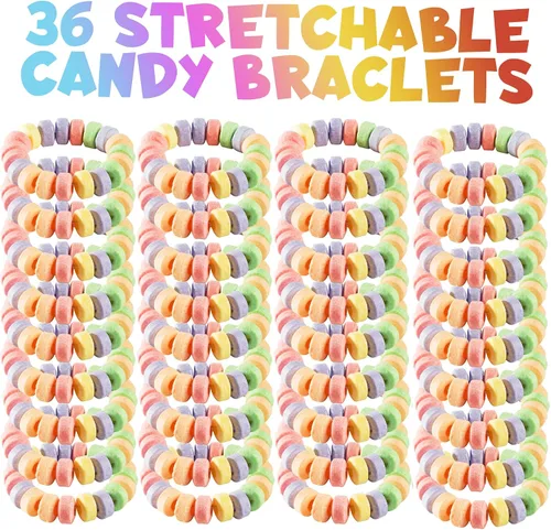Miniatura 2 de Paquete de 36 pulseras de caramelo a granel para niños de 2.5 pulgadas, envueltas individualmente, pulseras elásticas comestibles con sabor a fruta