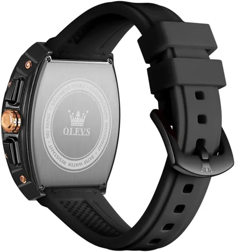 Miniatura 9 de OLEVS Men Watches Business Dress Chronograph Big Square Quartz Analog Male Watch Silicone Strap Waterproof Date Gift Mens Wrsit Watch Silver