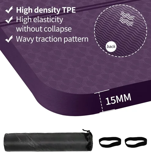 Miniatura 2 de nuveti Tapete Grande para Ejercicios - Tapete de Yoga de 15mm/20mm/30mm de Grosor Tapete de Ejercicios para Fitness, Yoga, Pilates, Estiramientos