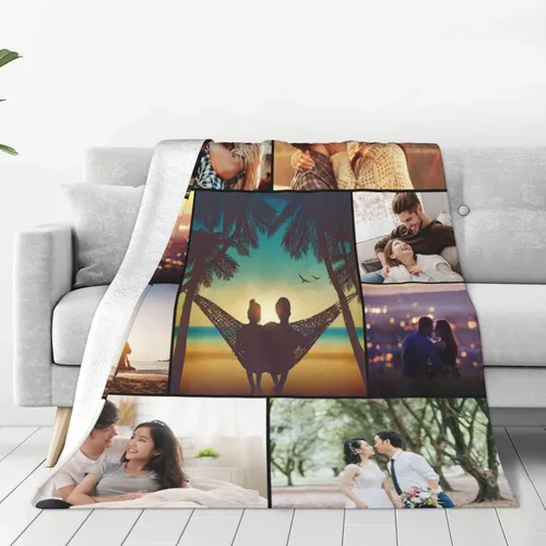 Miniatura 13 de Manta personalizada con texto fotográfico, manta personalizada de franela polar para cumpleaños familiar, regalo de Navidad, boda, se adapta al