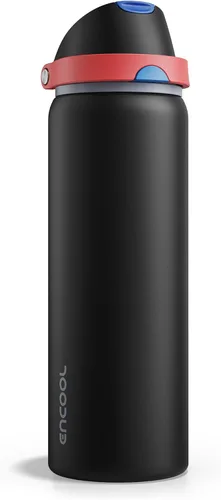 Miniatura 54 de ENCOOL Botella de agua aislada con popote, botella de agua de acero inoxidable con tapa de botón, a prueba de fugas y sin BPA, mantiene el frío Atún