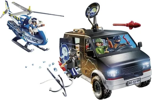 Miniatura 4 de Playmobil Persecución en helicóptero con furgoneta fugitiva