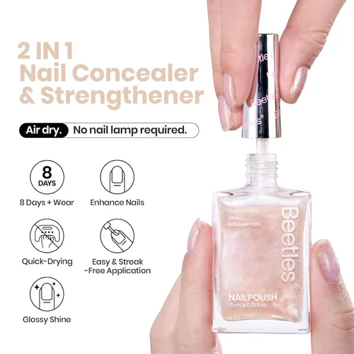 Miniatura 2 de Beetles Pearl - Esmalte de uñas natural iluminador, corrector de uñas de secado rápido, fortalecedor de uñas y tratamiento de crecimiento para uñas