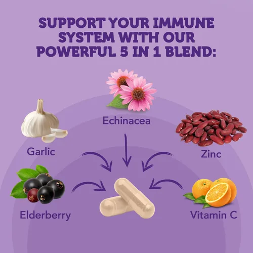 Miniatura 6 de Vitamin Bounty Apoyo inmunológico de saúco, con zinc, vitamina C y equinácea, mezcla avanzada 5 en 1, potente antioxidante, apoya el equilibrio