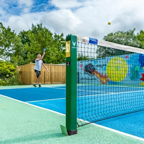 Miniatura 8 de Vermont Postes de pickleball Tamaño reglamentario, postes de acero resistentes a la intemperie con enchufes de tierra opcionales, solo postes