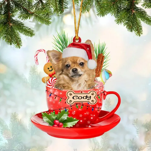 Miniatura 77 de NAZENTI Adorno personalizado de Alaskan Malamute en taza roja, adorno de Navidad personalizado para perros amantes de las mascotas, colgante