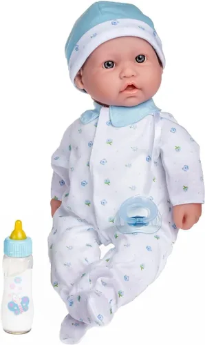 JC Toys, La Baby, muñeca bebé de 16 pulgadas, cuerpo suave y lavable, color azul, con accesorios, para niños de 12 meses en adelante, diseñada por