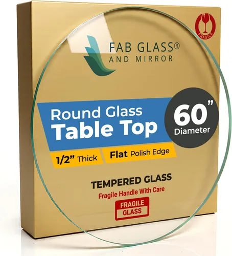 Miniatura 74 de Fab Glass - Mesa redonda de cristal de 48 in, grosor de 3/4 in, cristal pulido plano templado, Vidrio, Transparente