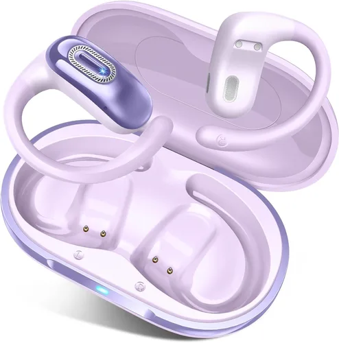 Auriculares de oído abierto, auriculares Bluetooth 5.4, 50H, auriculares de conducción de aire, auriculares de oído cerrado con graves estéreo HD y