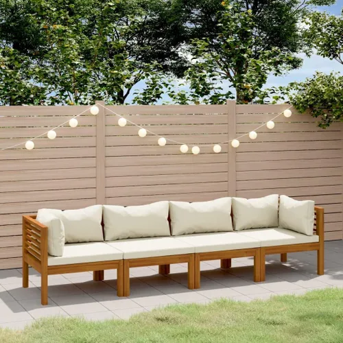 Miniatura 15 de 6 Piece Outdoor Patio Furniture Set, Modular Acacia Wood Garden Lounge Set with Weather Resistant Cushions, Cream Brown Modern Seating for Balcony