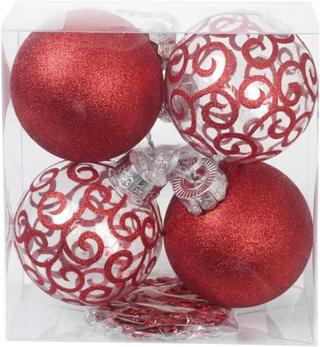 Miniatura 15 de Paquete de 28 adornos navideños de bolas rojas y doradas para decoraciones de árbol - Juego de bolas de plástico irrompibles, carámbanos y copos