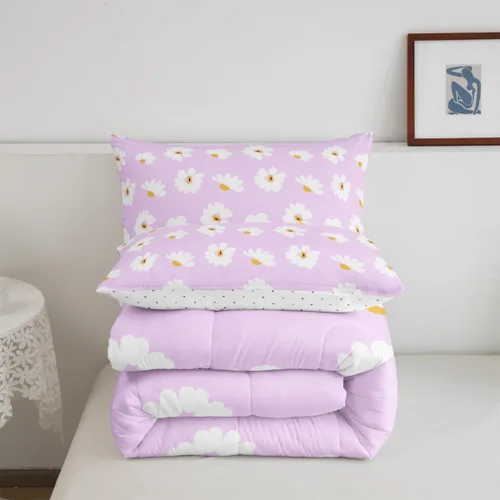 Miniatura 7 de Castle Fairy Daisy Florals Comforter Set Twin Size,Hippie Flowers Bedding Set,Kids Boys Adults Bedroom Decor,70s Retro Floral Super Soft Duvet