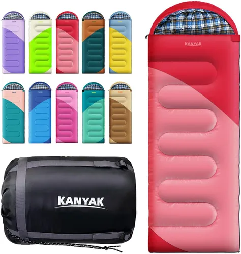 Miniatura 10 de Saco de dormir de campamento, sacos de dormir de 32 ℉ para adultos, niños, adolescentes, clima frío, cálido saco de dormir de invierno para 3-4