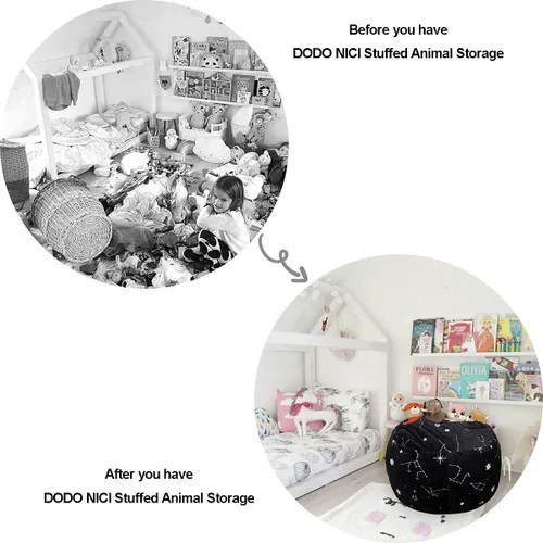 Miniatura 3 de DODO NICI Funda para silla puff (sin frijoles) para niños y adolescentes, apertura de cremallera, terciopelo suave, XL (34 pulgadas, negro)