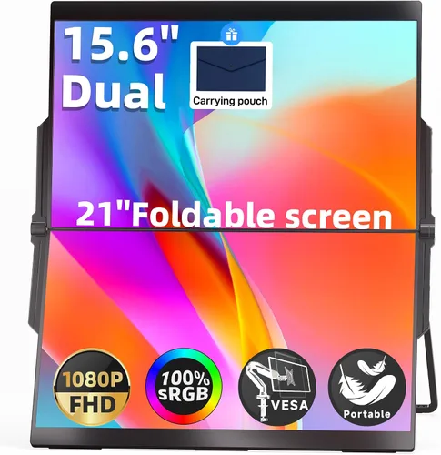 Miniatura 10 de Ingnok Monitor portátil, monitor de viaje FHD 1080P de 15.6 pulgadas, ultrafino, USB-C Plug & Play, altavoces integrados, pantalla portátil