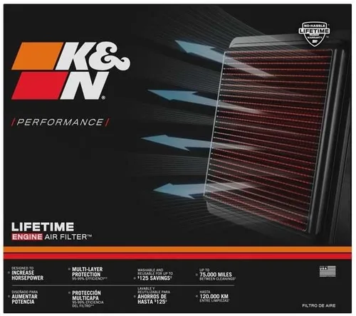 Miniatura 3 de K&N Filtro de Aire del Motor Original de Alto Flujo de por Vida: Aumenta la Potencia: Premium, Lavable: Compatible con Buick/Chevrolet 2020-2026