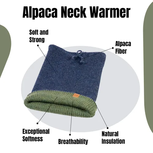 Miniatura 14 de Baby Alpaca Neck Warmer, Unisex Winter Warmer Hat, Neck Gaiter Scarf