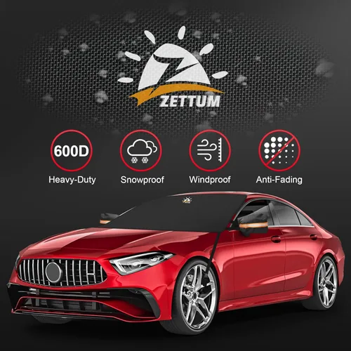 Miniatura 3 de Zettum Cubierta para Parabrisas de Automóvil para Hielo y Nieve - Cubierta de Nieve para Parabrisas 600D con Cubierta de Espejo Lateral de Servicio