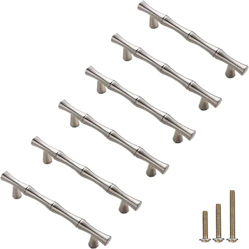 Miniatura 9 de 6 pomos de aleación de zinc maciza en forma de bambú, tiradores de puerta de armario, armario, accesorios decorativos para muebles