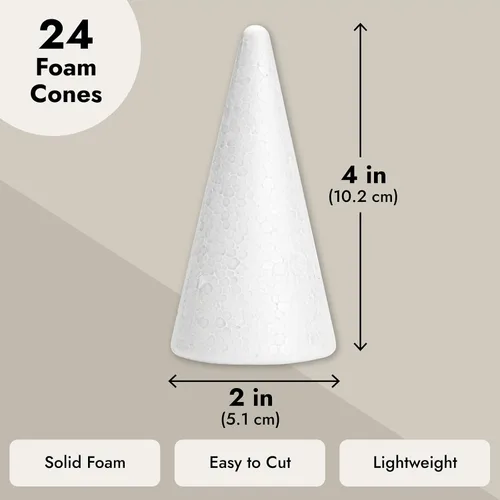 Miniatura 4 de Bright Creations Conos de espuma para manualidades, 2 x 4 pulgadas, color blanco, paquete de 24, formas de cono para proyectos de gnomos
