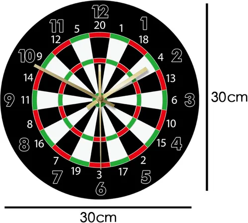 Miniatura 2 de Reloj de pared de 12 pulgadas, diseño moderno, tablero de dardos impreso, barra de dardos de juego, club nocturno, decoración de sala