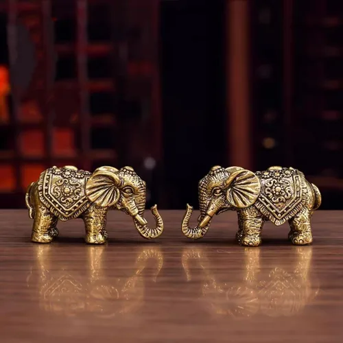 Miniatura 7 de Estatua de elefante en miniatura de latón macizo, figura decorativa de animales de latón, símbolo de buena suerte, regalo ideal de colección, 2.05 x