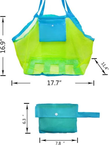Miniatura 6 de Bolsa de malla para juguetes de playa, bolsas y bolsas de playa extra grandes, bolsa de almacenamiento de arena, juguetes para niños, organizador